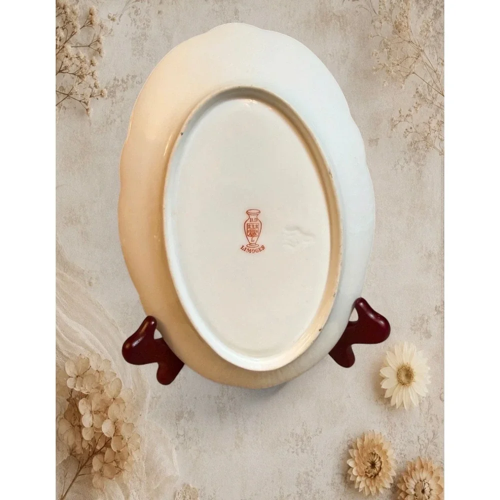 Antique Limoges BAWO & DOTTER LIMOGES Porcelain Platter Yellow Floral Gold
